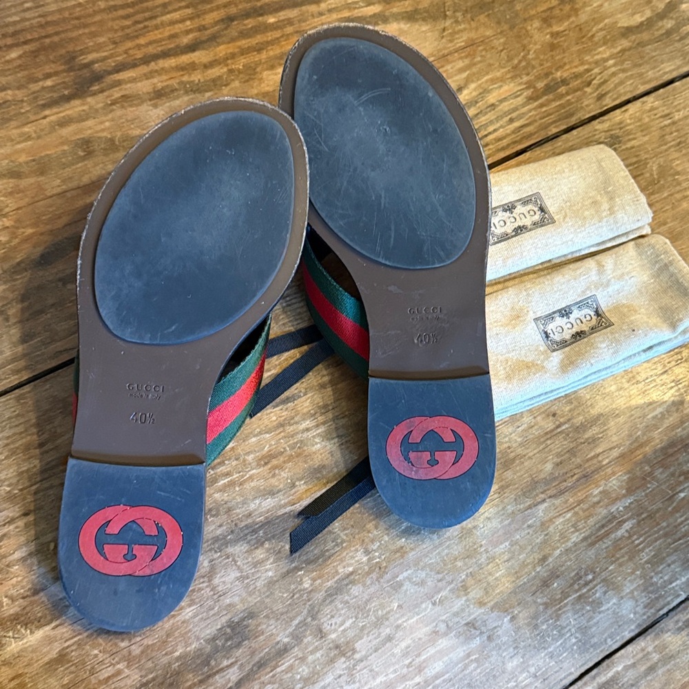 ♥️Authentic Gucci GG  Web thong sandals, Flip Flops, Size 40.5 ♥️ - Picture 7 of 14